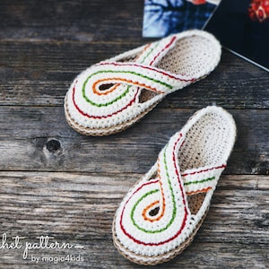 Crochet pattern women twisted clogs with rope soles,soles pattern included,slip ons,shoes,loafers,scuffs,slippers,adult,cord,house shoes image 1