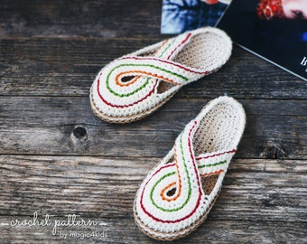 Crochet pattern- women twisted clogs with rope soles,soles pattern included,slip ons,shoes,loafers,scuffs,slippers,adult,cord,house shoes
