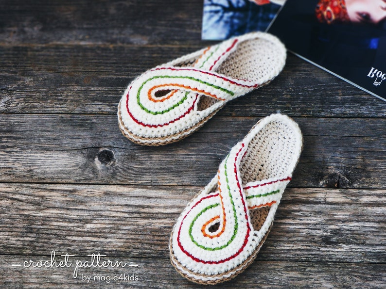 Crochet pattern women twisted clogs with rope soles,soles pattern included,slip ons,shoes,loafers,scuffs,slippers,adult,cord,house shoes image 1