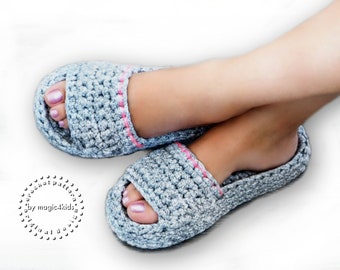 TUTORIEL CROCHET- Chaussons crochet pour toutes adultes,hommes,femmes,fils spaghetti,pantoufles pour spa