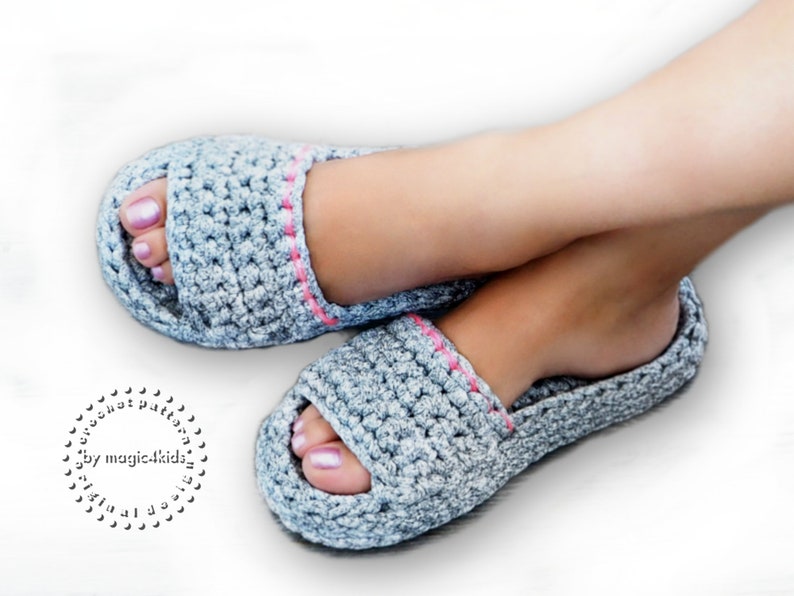 CROCHET PATTERN women and men spa&wellness slippers,all sizes,slip ons,shoes,loafers,scuffs,adult,t-shirt yarn,unisex,spaghetti yarn image 1