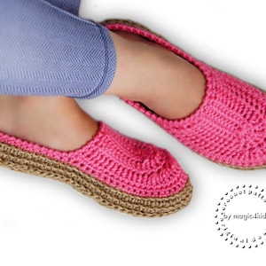 Crochet pattern- women clogs with rope soles,soles pattern included,all female sizes,slip ons,shoes,loafers,scuffs,slippers,adult sizes,cord