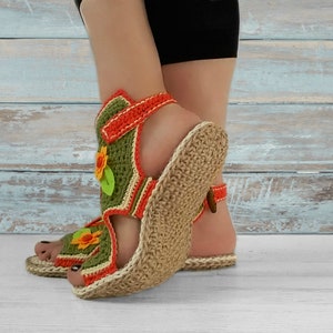 CROCHET PATTERN Boho sandals with jute rope soles,women,adult sizes,slippers,loafers,footwear,gladiator,summer,twine,soles pattern included image 3