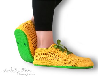 CROCHET PATTERN- Short women sneakers on flip-flop soles,slippers,all women sizes,loafers,adult sizes,girl,fillet,youth,shoes,outdoor,summer