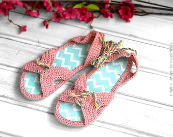 GEHAAKT PATROON: geen teenslippers op teenslippers, alle damesmaten, easy, summer, schoenen, schoenen, pantoffels, loafers, volwassen maten, meisje, jong