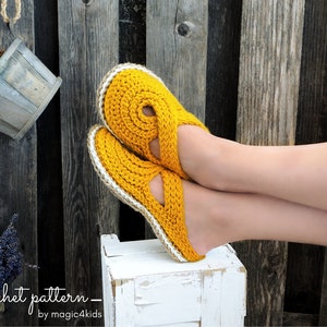 CROCHET PATTERN women knit-look twisted clogs with rope soles,soles pattern included,slip ons,shoes,loafers,scuffs,slippers,adult,cord image 2