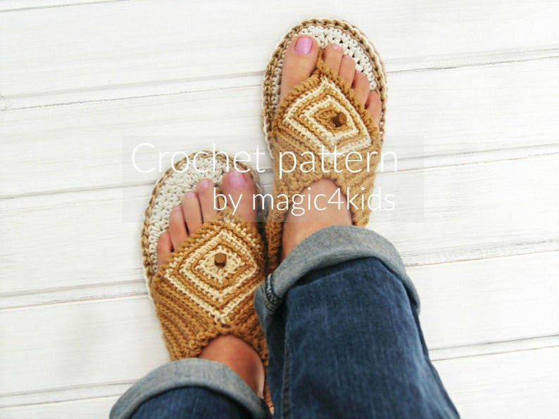 Crochet pattern thong sandals with rope soles,slip ons,slippers,flip-flops,scuffs,soles pattern included,women,adult,girl,cord soles image 3