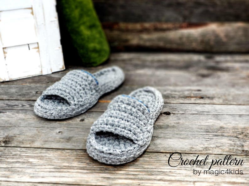 CROCHET PATTERN women and men spa&wellness slippers,all sizes,slip ons,shoes,loafers,scuffs,adult,t-shirt yarn,unisex,spaghetti yarn image 7