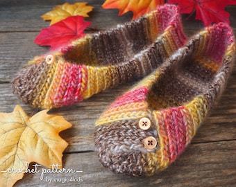 Crochet pattern- PERFECT FALL slippers,women,adult sizes,loafers,footwear,house,quick diy,shoes,knit-look