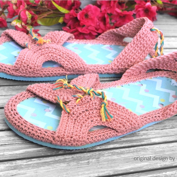 CROCHET PATTERN- No thong sandals on flip-flop soles,all women sizes,easy,summer,footwear,shoes,slippers,loafers,adult sizes,girl,young