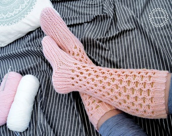 CROCHET PATTERN- BELLA women long socks,adult,teens,beginner friendly,fall,winter,knit look,sideways,footwear,slippers,stretchy,footwear