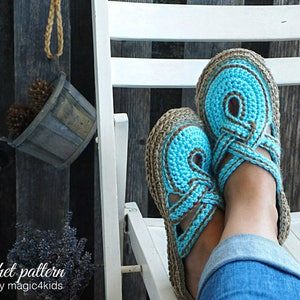 Crochet pattern women crossed straps clogs with rope soles,soles pattern included,slip ons,shoes,loafers,scuffs,slippers,adult,cord image 3