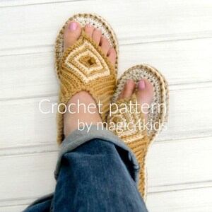 Crochet pattern thong sandals with rope soles,slip ons,slippers,flip-flops,scuffs,soles pattern included,women,adult,girl,cord soles image 2