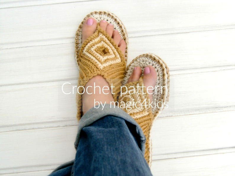 Crochet pattern thong sandals with rope soles,slip ons,slippers,flip-flops,scuffs,soles pattern included,women,adult,girl,cord soles image 2