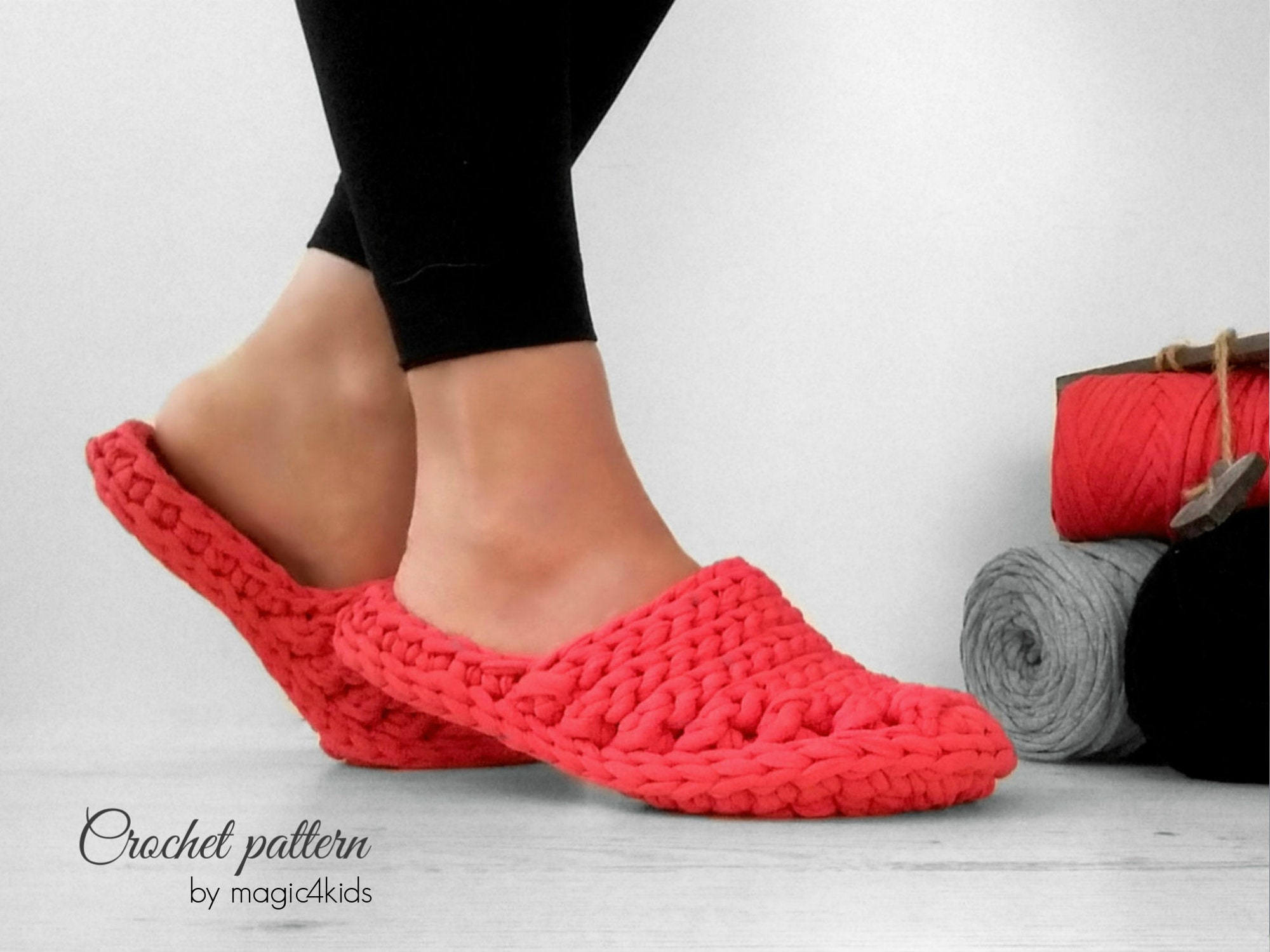 T shirt yarn crochet slippers best sale pattern