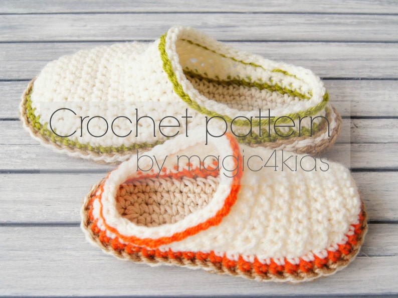 Crochet pattern basic clogs for kids,10 sizes: 5 to 8 5/8,rope soles pattern included,slippers,toddler,loafers,scuffs,flip flops,slip ons image 2