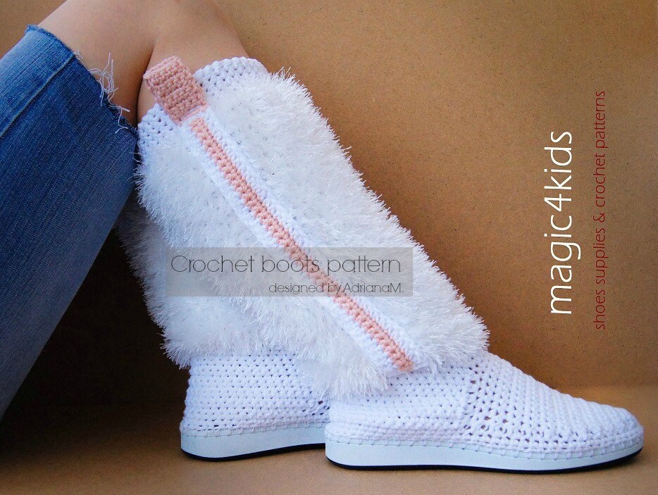 Crochet Pattern: Furry Boots on Rubber Solesstreet Crochet | Etsy Ireland