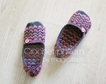 Crochet slippers pattern, crochet loafers, all women sizes,women crochet loafers,adult slippers crochet pattern, women crochet slippers
