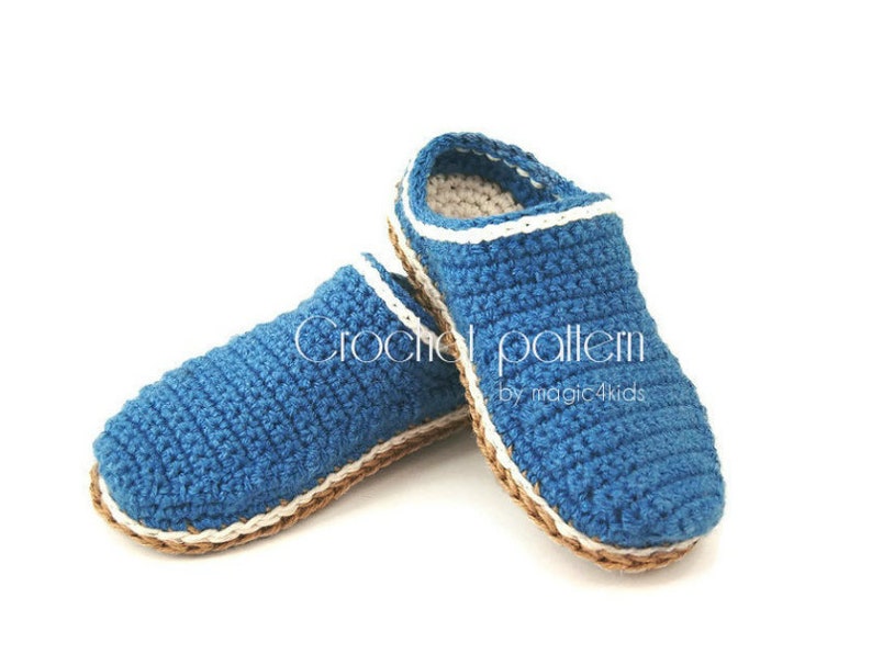 Crochet pattern basic clogs for kids,10 sizes: 5 to 8 5/8,rope soles pattern included,slippers,toddler,loafers,scuffs,flip flops,slip ons image 1