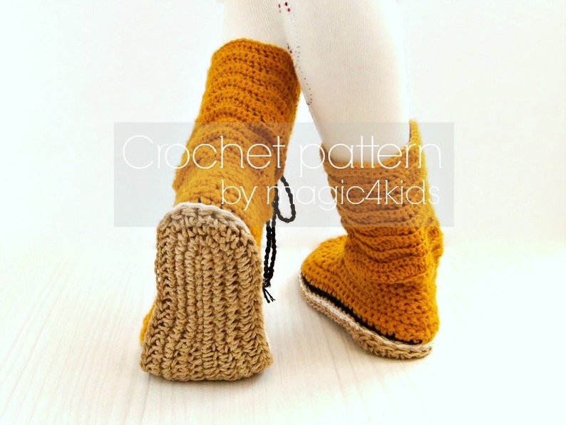 Crochet pattern toddler lace boots with rope soles,soles pattern included,all kids sizes,laced up,shoes,loafers,footwear,girl,cord,twine image 1