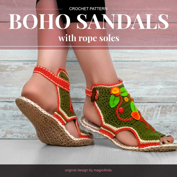 TUTORIEL CROCHETAGE: Chaussons-sandales bohémiennes pour femmes avec des semelles en corde de jute