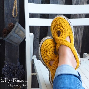 CROCHET PATTERN women knit-look twisted clogs with rope soles,soles pattern included,slip ons,shoes,loafers,scuffs,slippers,adult,cord image 4