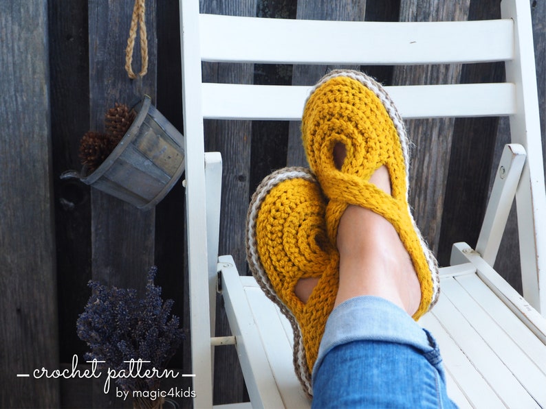 CROCHET PATTERN women knit-look twisted clogs with rope soles,soles pattern included,slip ons,shoes,loafers,scuffs,slippers,adult,cord image 4