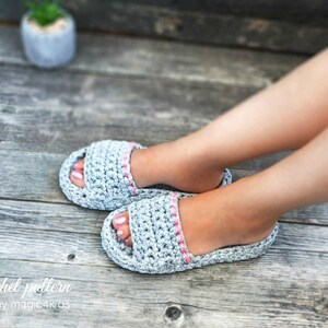 CROCHET PATTERN women and men spa&wellness slippers,all sizes,slip ons,shoes,loafers,scuffs,adult,t-shirt yarn,unisex,spaghetti yarn image 4