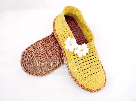 Crochet pattern: women slippers with rope solessoles pattern | Etsy