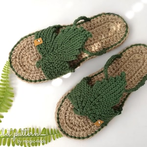 CROCHET PATTERN - JUNGLE thong sandals,slip ons,slippers,flip-flops,scuffs,slides,women,adult,girl,cord soles,twine,summer