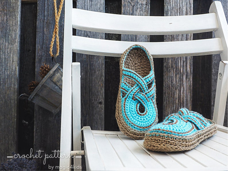 Crochet pattern women crossed straps clogs with rope soles,soles pattern included,slip ons,shoes,loafers,scuffs,slippers,adult,cord image 4