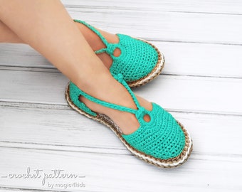 Crochet pattern-ring sandals with rope soles,soles pattern included,shoes,slippers,sandals,scuffs,loafers,women,adult,girl,cord,twine,laces