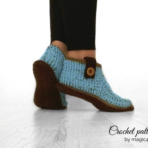 CROCHET PATTERN LYA short boots,buttons,slippers,all women sizes,loafers,adult sizes,girl,yarn,soles pattern included image 3