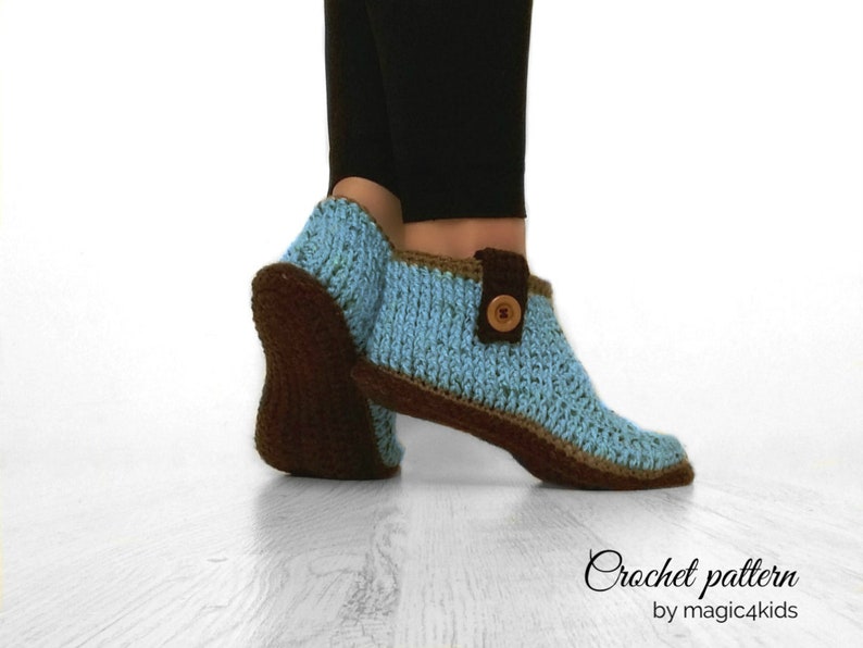 CROCHET PATTERN LYA short boots,buttons,slippers,all women sizes,loafers,adult sizes,girl,yarn,soles pattern included image 3