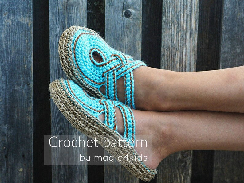 Crochet pattern women crossed straps clogs with rope soles,soles pattern included,slip ons,shoes,loafers,scuffs,slippers,adult,cord image 2