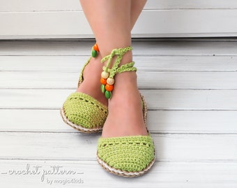 Crochet pattern- sandals with rope soles,soles pattern included,shoes,slippers,sandals,scuffs,loafers,women,adult,girl,cord,twine,laces