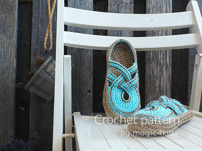 Crochet pattern women crossed straps clogs with rope soles,soles pattern included,slip ons,shoes,loafers,scuffs,slippers,adult,cord image 6