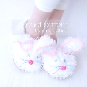 CROCHET PATTERN fluffy bunny slippers for kids,crochet shoes with rope soles,for kids 1 yo- 10 yo,cord soles pattern included,loafers,easter