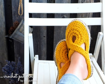 CROCHET PATTERN- women knit-look twisted clogs with rope soles,soles pattern included,slip ons,shoes,loafers,scuffs,slippers,adult,cord