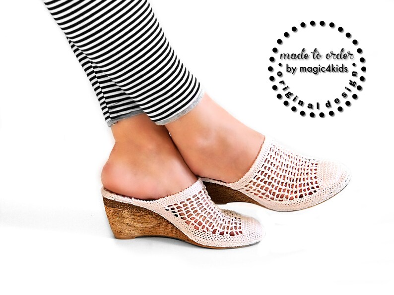 JELLYPOP Women's Adelie Crochet Wedge Sandals - Bobâs Stores