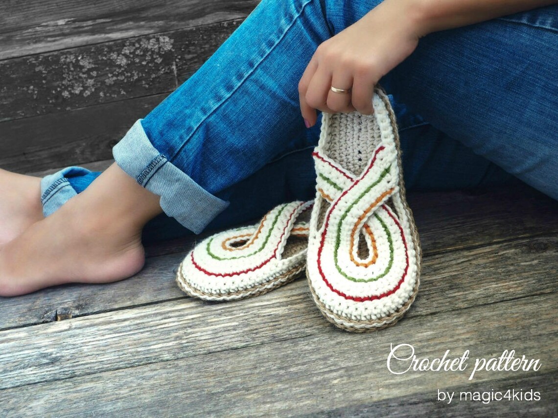Pattern Clogs Crochet Pattern- Women Twisted Clogs With Rope Soles,soles Pattern ...