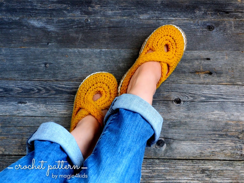 CROCHET PATTERN women knit-look twisted clogs with rope soles,soles pattern included,slip ons,shoes,loafers,scuffs,slippers,adult,cord image 5