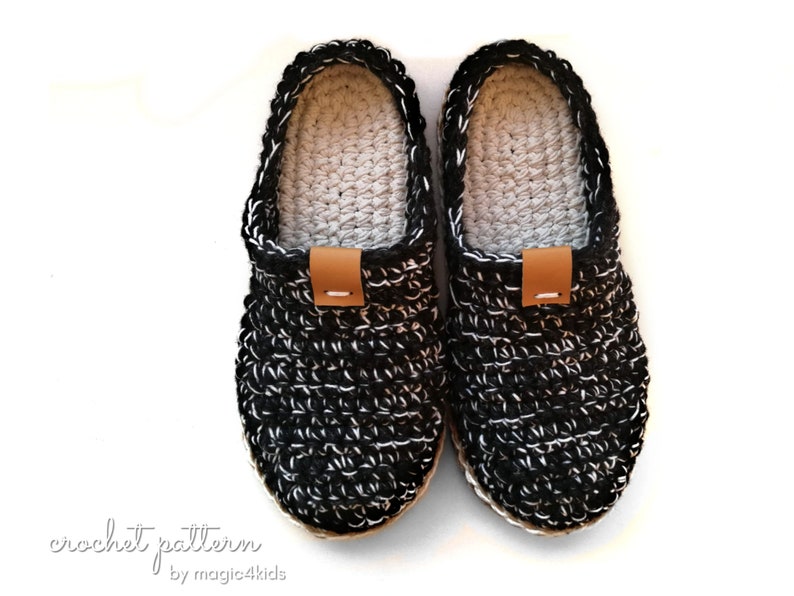 Crochet pattern men basic clogs with rope soles,soles pattern included,adult,men,teen boys,slippers,loafers,scuffs,slip on,shoes,cord,twine image 5