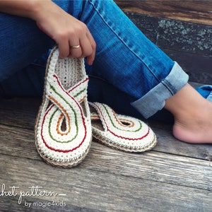 Crochet pattern women twisted clogs with rope soles,soles pattern included,slip ons,shoes,loafers,scuffs,slippers,adult,cord,house shoes image 5