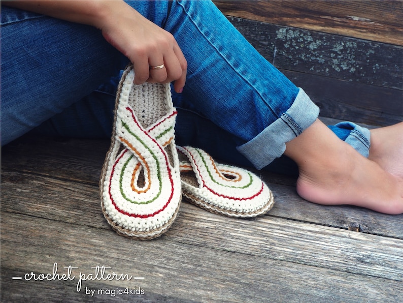 Crochet pattern women twisted clogs with rope soles,soles pattern included,slip ons,shoes,loafers,scuffs,slippers,adult,cord,house shoes image 5