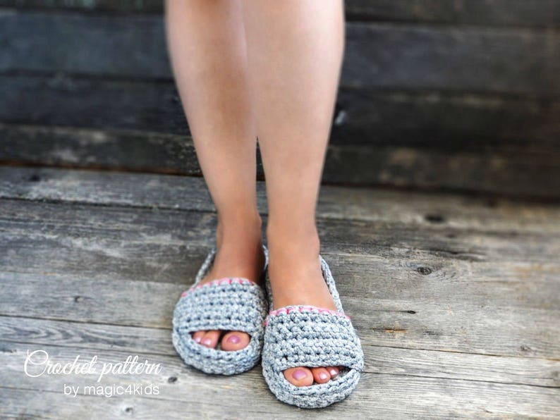 CROCHET PATTERN women and men spa&wellness slippers,all sizes,slip ons,shoes,loafers,scuffs,adult,t-shirt yarn,unisex,spaghetti yarn image 2