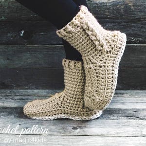 Crochet Pattern: Women Braided Slipper Bootswith or Without - Etsy