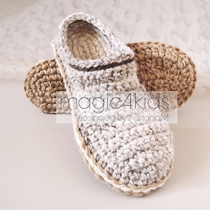 Crochet pattern men basic slippers with rope soles,soles pattern included,scuffs,clogs,loafers,home shoes,adult,teen boys,footwear,cord image 3