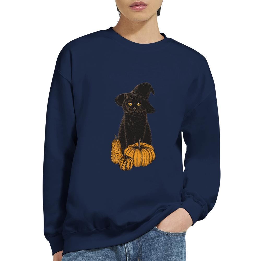 Sweat à Capuche Vintage Avec Motif Chat, Femme Et Homme - Coupe Classique, Col Tissé, 241g