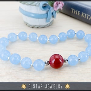 Blue & Red stone Baha&#39;i Prayer Beads - (Alláh-u-Abhá)  &quot;Valiant&quot; - BPB45